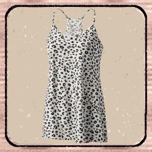 Leopard Print Racerback Tank Top Mikken Swim Lightweight Stretch Size Small